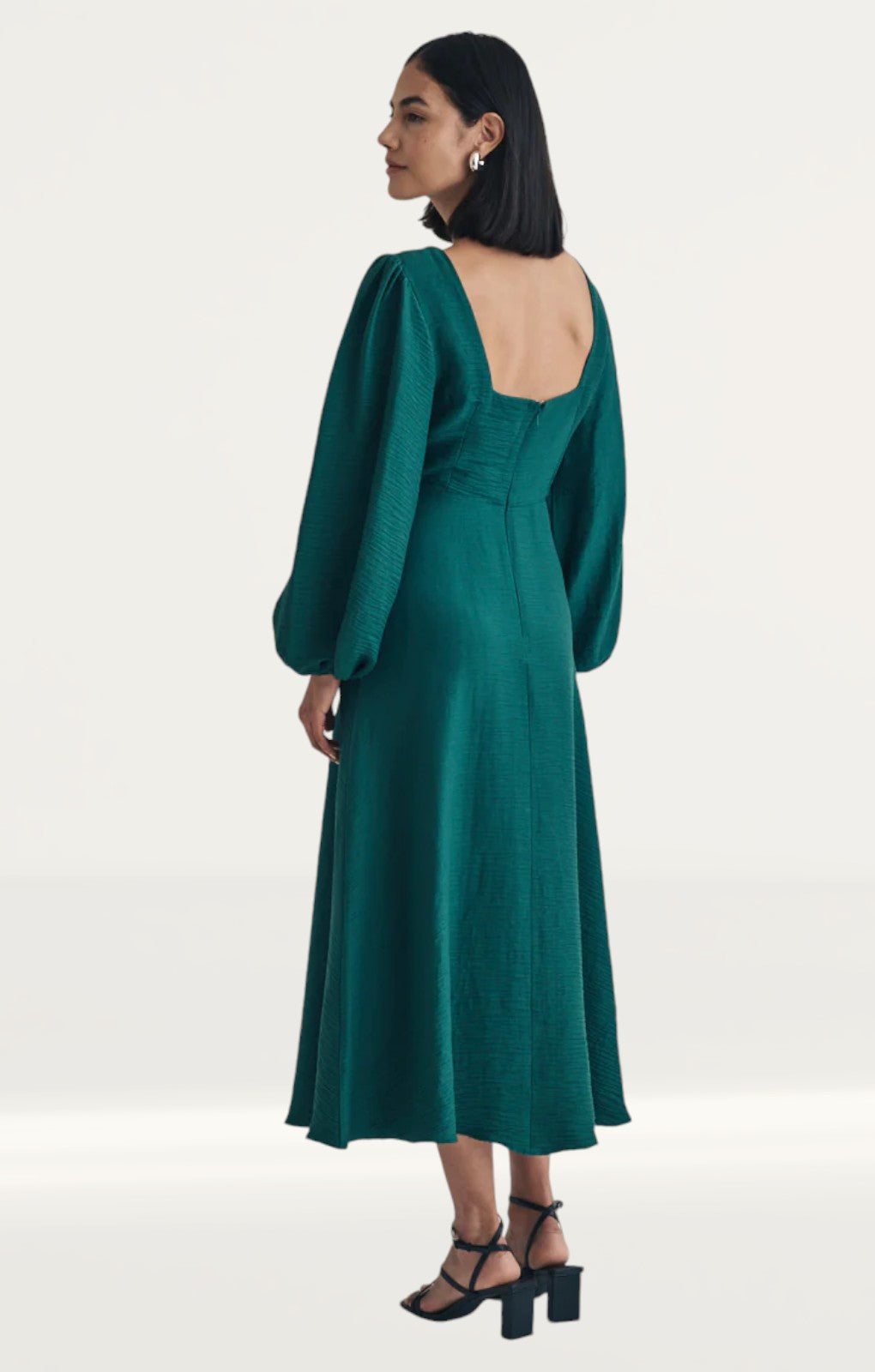 Nobody's Child Emerald Green Balloon Sleeve Zora Midi Dress