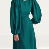 Nobody's Child Emerald Green Balloon Sleeve Zora Midi Dress