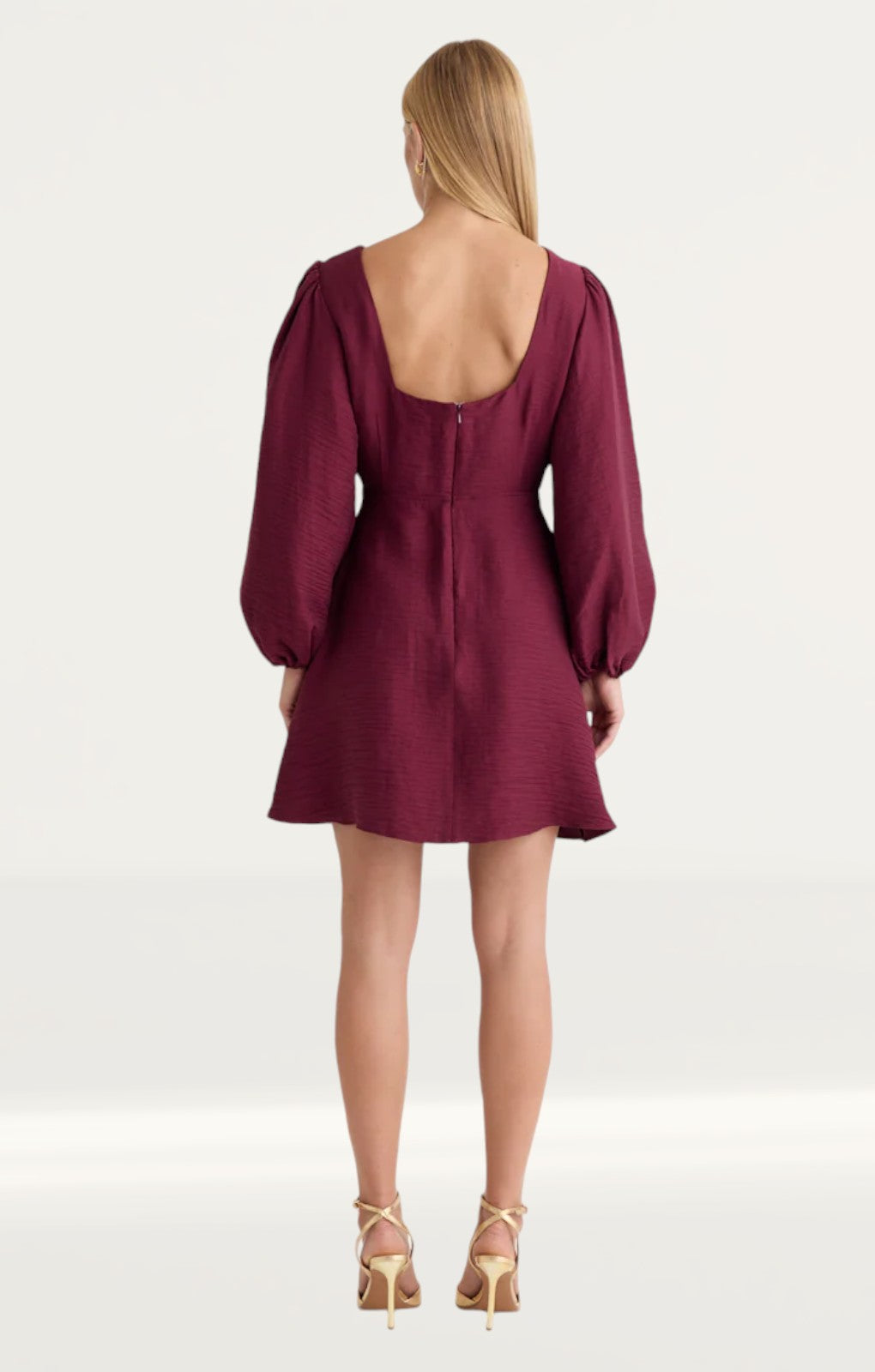 Nobody's Child Burgundy Balloon Sleeve Zora Mini Dress