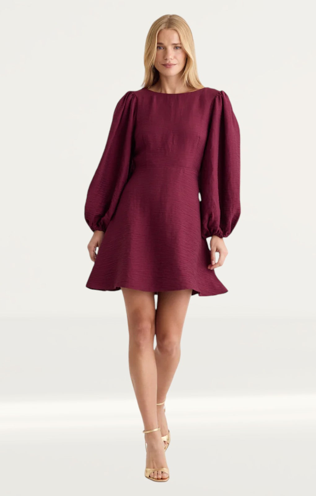 Nobody's Child Burgundy Balloon Sleeve Zora Mini Dress