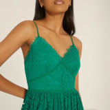 Oasis Green Strappy Lace Midaxi Dress