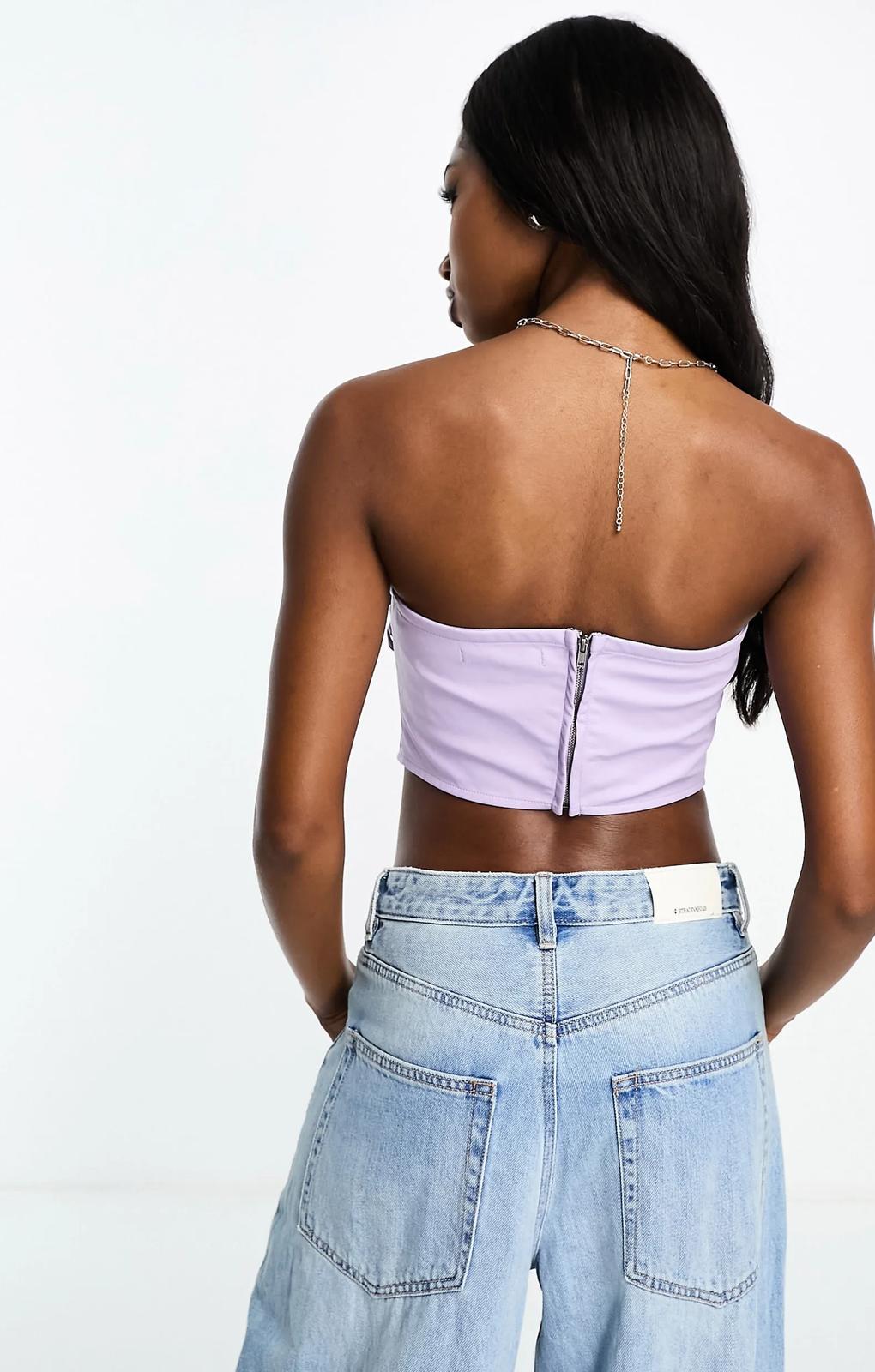 Afrm Ashton Pin-Up Lace Up Corset In Purple – tops by AFRM, available to rent from Hirestreet