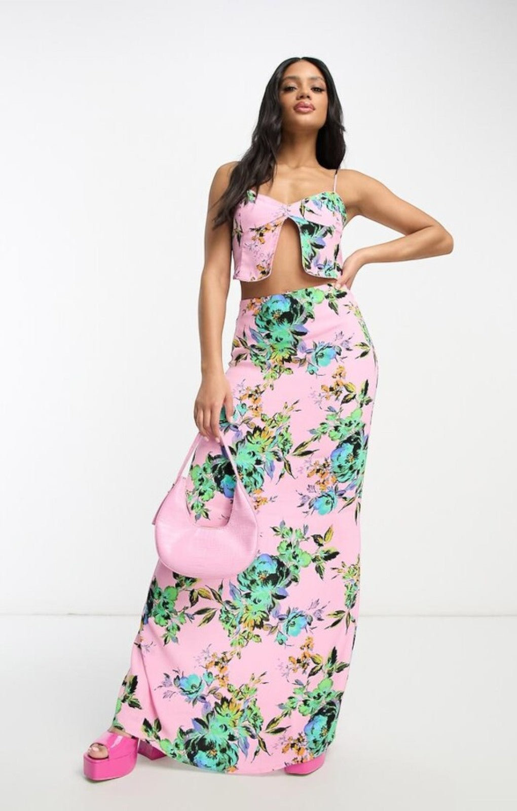 Rent Afrm Rakeem One Button Tank Top In Pink | Hirestreet
