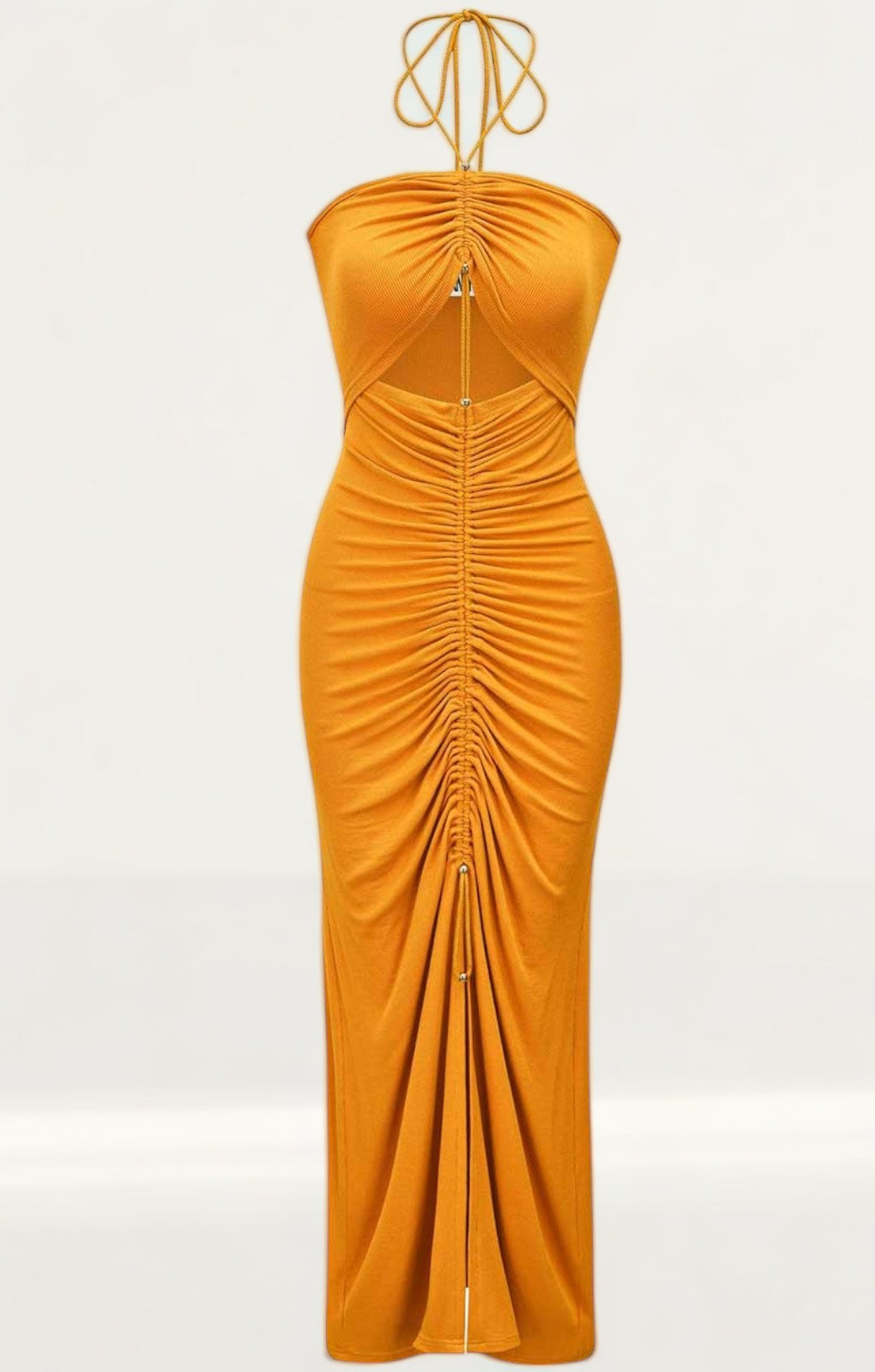 Amy Lynn Warm Orange Vega Jersey Cut-Out Dress