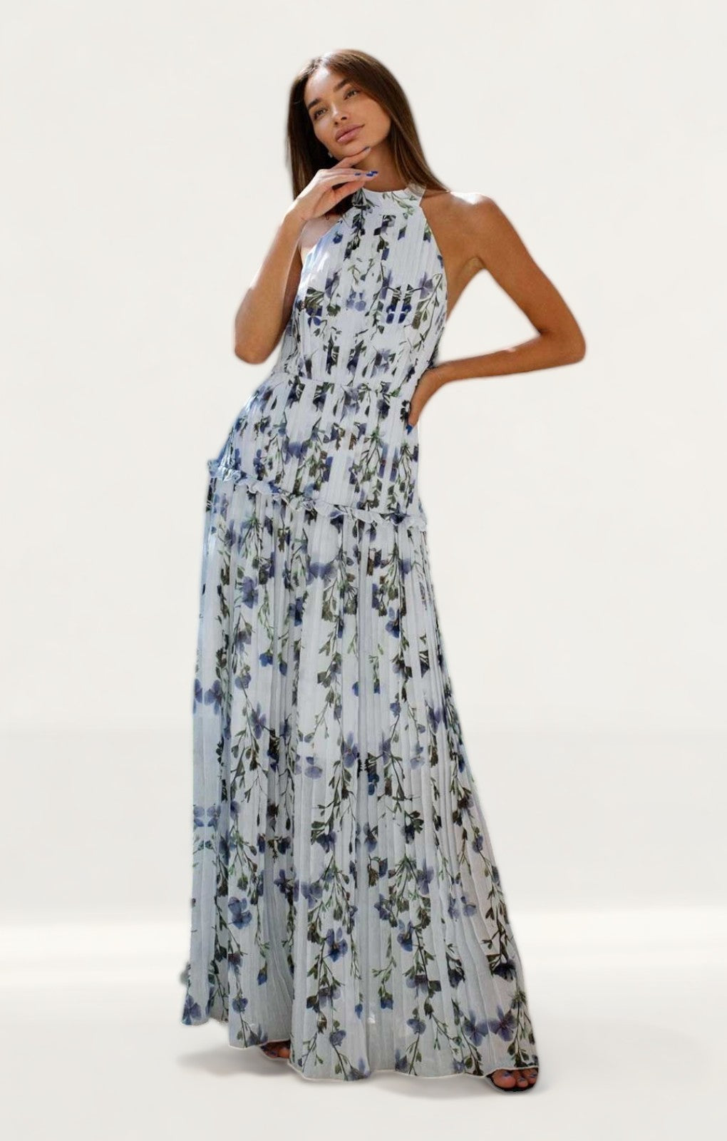 Anne Louise Boutique Eloise Halter Neck Maxi Dress