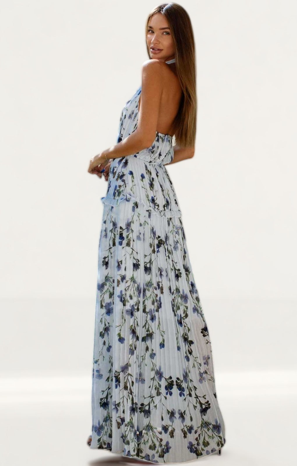 Anne Louise Boutique Eloise Halter Neck Maxi Dress