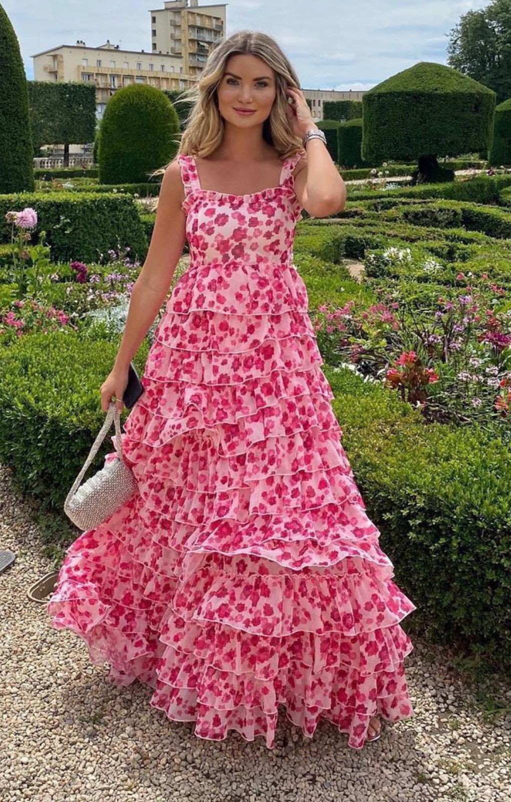 Anne Louise Boutique Pink Waterfall Maxi Dress
