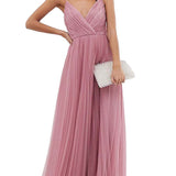Asos Design Rose Cami Pleated Tulle Maxi Dress