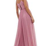 Asos Design Rose Cami Pleated Tulle Maxi Dress