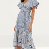 Asos Design Flutter Sleeve Midi Dress In Corded Lace product image