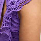 Asos Design Lace Midi Dress With Bow Back Detail In Purple
