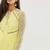 ASOS DESIGN Long Sleeve Lace Pleat Dress