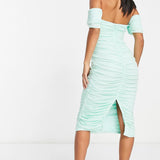 Asos Design Petite Bandeau Mesh Midi Dress In Mint – dresses by ASOS Petite, available to rent from Hirestreet
