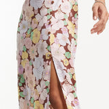 Asos Petite Button Side Detail Satin Midi Tea Dress In Bold Floral Print – dresses by ASOS Petite, available to rent from Hirestreet