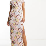 Asos Petite Button Side Detail Satin Midi Tea Dress In Bold Floral Print – dresses by ASOS Petite, available to rent from Hirestreet