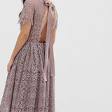 ASOS DESIGN Petite Lace Midi Dress with Open Back