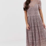 ASOS DESIGN Petite Lace Midi Dress with Open Back