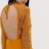 ASOS DESIGN Petite Long Sleeve Lace Bodice Dress