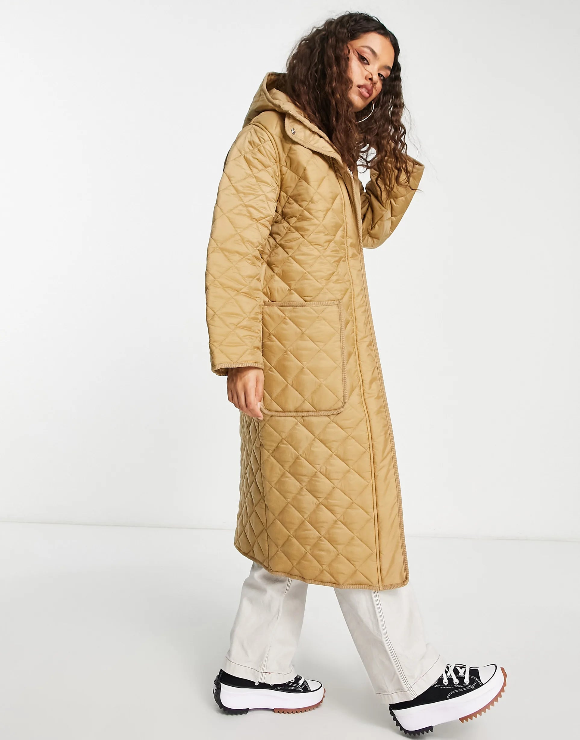 Rent Asos Petite Camel Quilted Coat Hirestreet UK