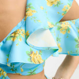 Asos Design Petite Satin Midaxi Dress With Multi Flutter Sleeves In Blue Floral Print