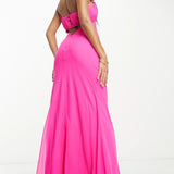 Asos Design Ruched Bust Cut Out Bias Maxi Dress In Hot Pink – dresses by ASOS DESIGN, available to rent from Hirestreet