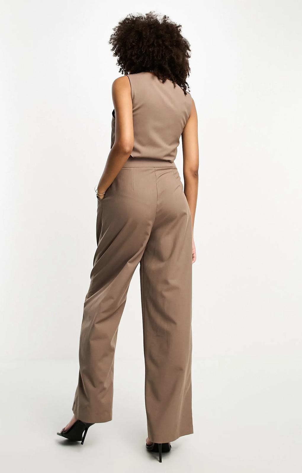 Asos Design Tailored 2 In 1 Waistcoat Jumpsuit In Taupe – jumpsuits & playsuits by ASOS DESIGN, available to rent from Hirestreet