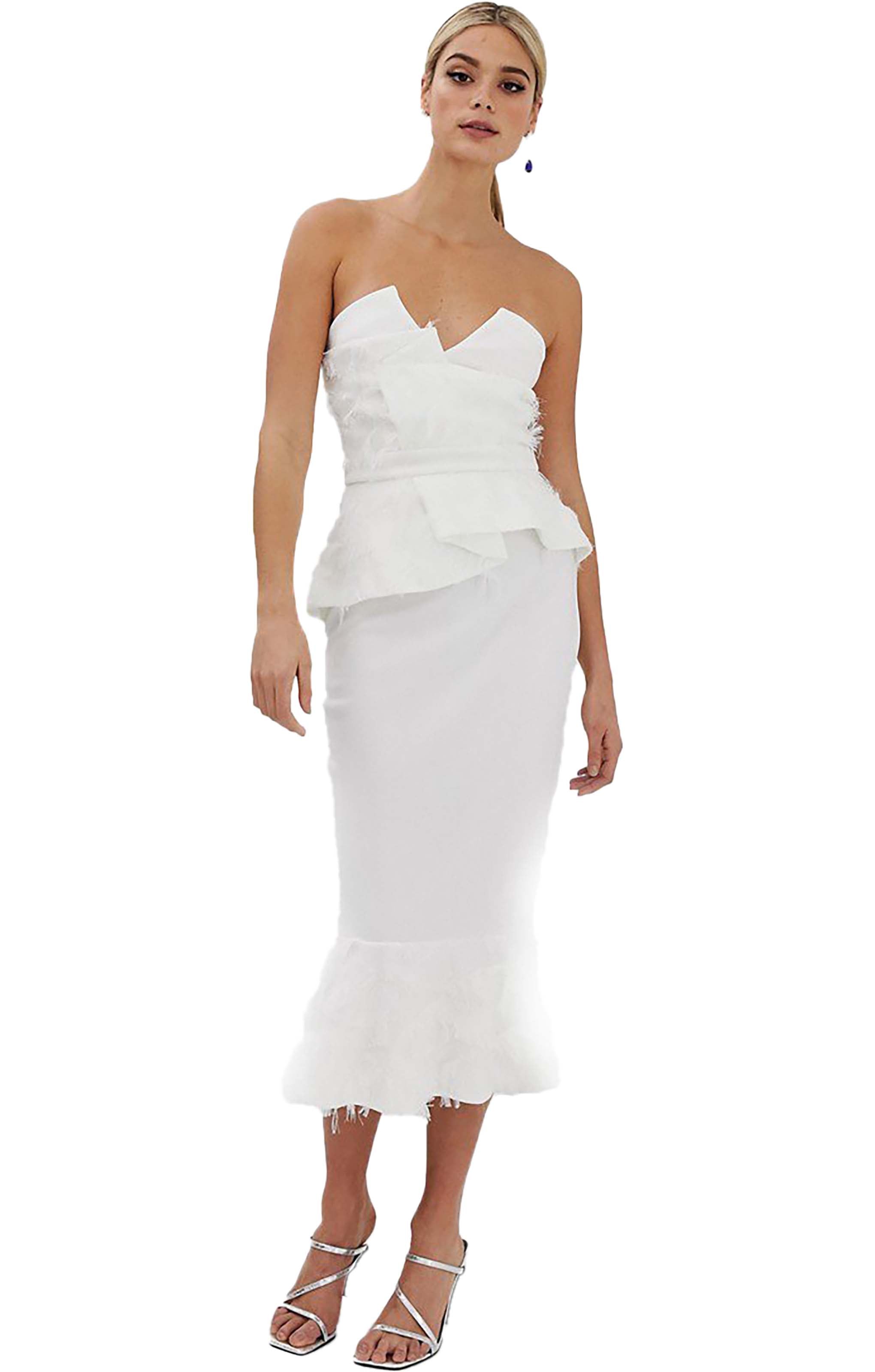 Rent ASOS DESIGN Tall Premium Faux Feather Detail Dress Hirestreet