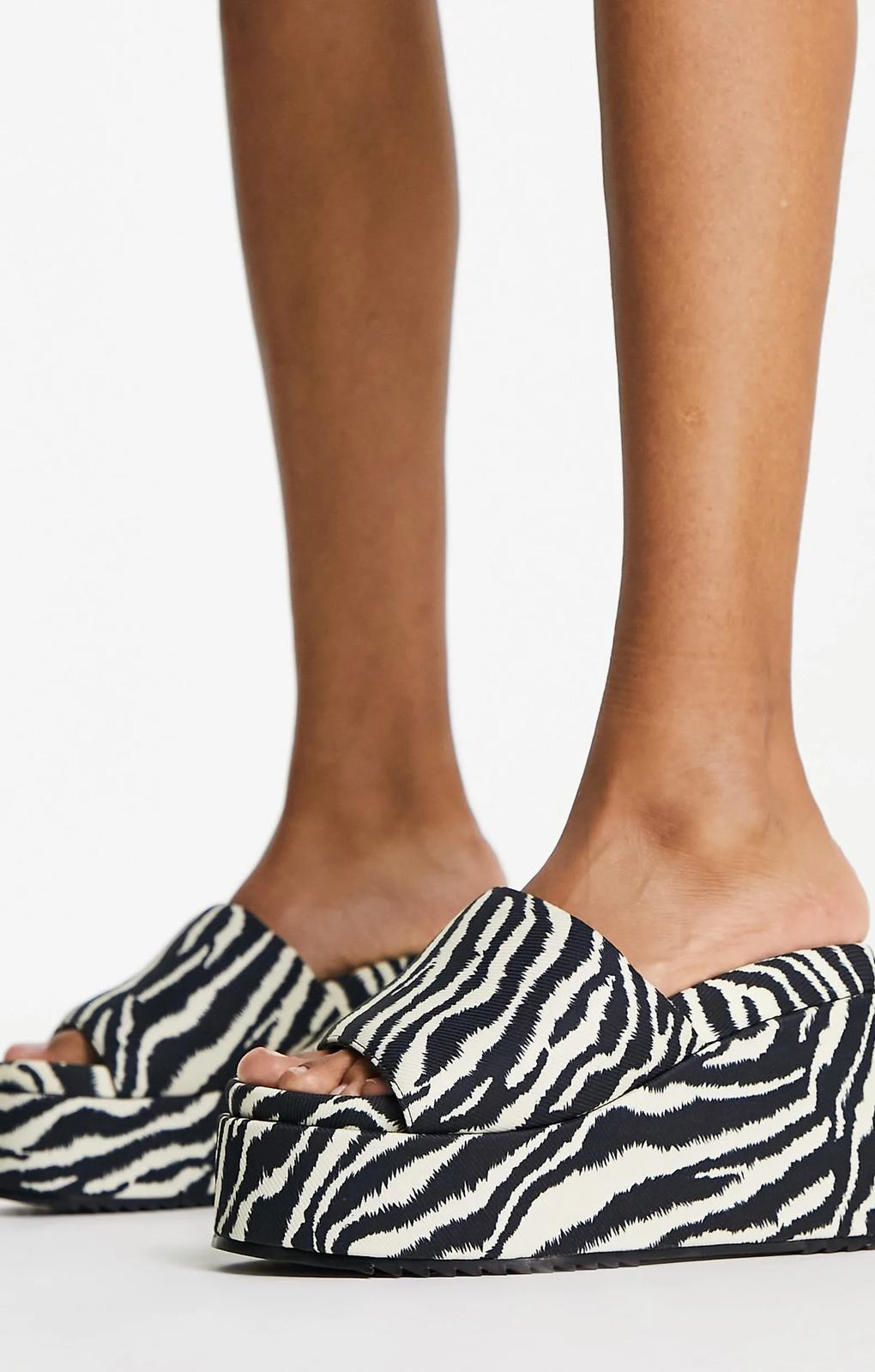 Asos Design Thierry Mule Wedges In Zebra – shoes by ASOS DESIGN, available to rent from Hirestreet