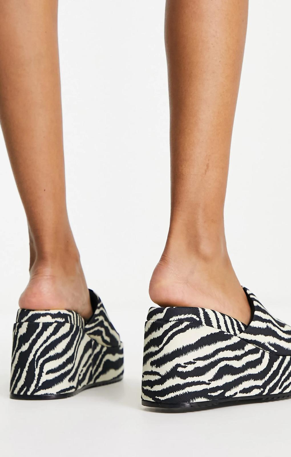 Asos Design Thierry Mule Wedges In Zebra – shoes by ASOS DESIGN, available to rent from Hirestreet
