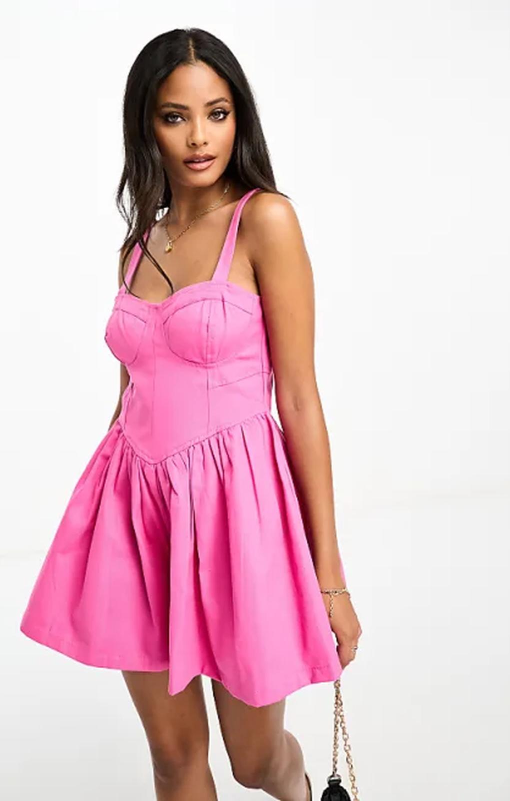 Asos Design Twill Flippy Playsuit In Bright Pink – jumpsuits & playsuits by ASOS DESIGN, available to rent from Hirestreet