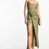 Asos Design Washed Cami Midi Dress With Drape Skirt In Green – dresses by ASOS DESIGN, available to rent from Hirestreet