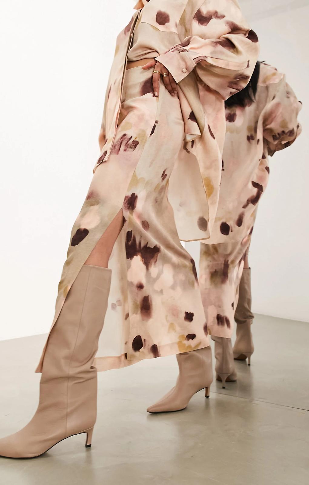 Asos Edition Column Maxi Skirt In Neutral Smudge Print – skirts by ASOS EDITION, available to rent from Hirestreet