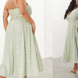 Asos Edition Curve Embellished Cami Midi Dress In Sage Green