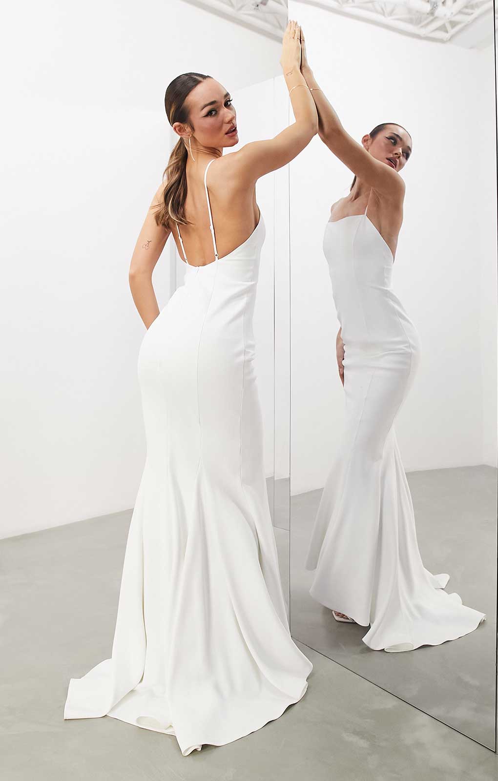 Asos Edition Eden Crepe Square Neck Cami Dress In Ivory