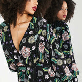 Asos Edition Floral Sequin Wrap Mini Dress In Black
