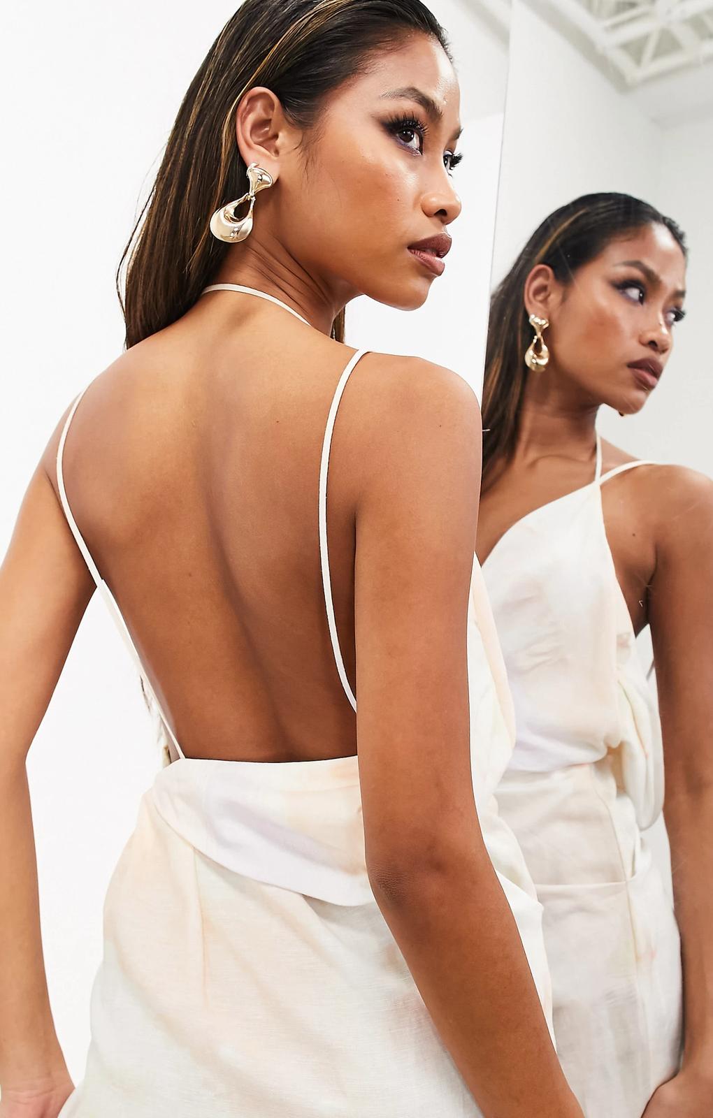 Asos Edition Linen Strappy Wrap Midi Dress In Soft Marble Print – dresses by ASOS EDITION, available to rent from Hirestreet
