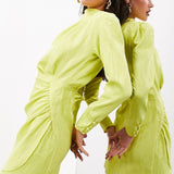 Asos Edition Statement Shoulder Long Sleeve Mini Dress In Lime – dresses by ASOS EDITION, available to rent from Hirestreet