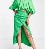 Asos Edition Textured Blouson Crop Top And Drape Skirt Co-Ord