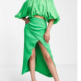 Asos Edition Textured Blouson Crop Top And Drape Skirt Co-Ord