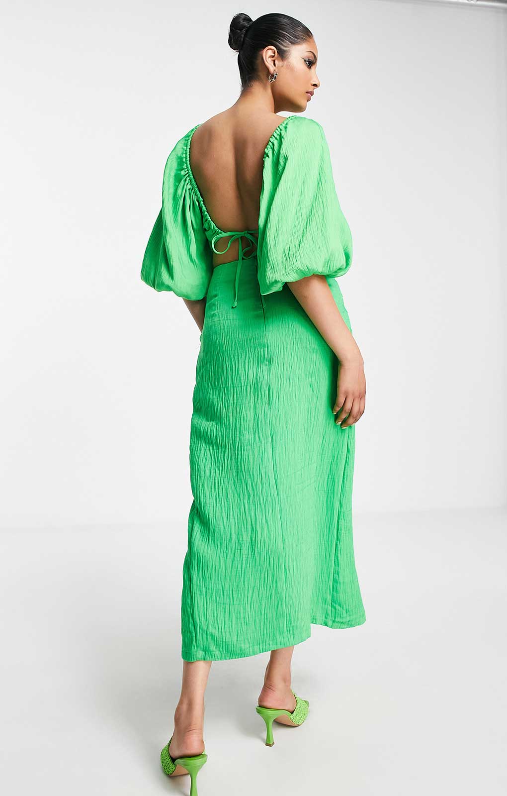 Asos Edition Textured Blouson Crop Top And Drape Skirt Co-Ord