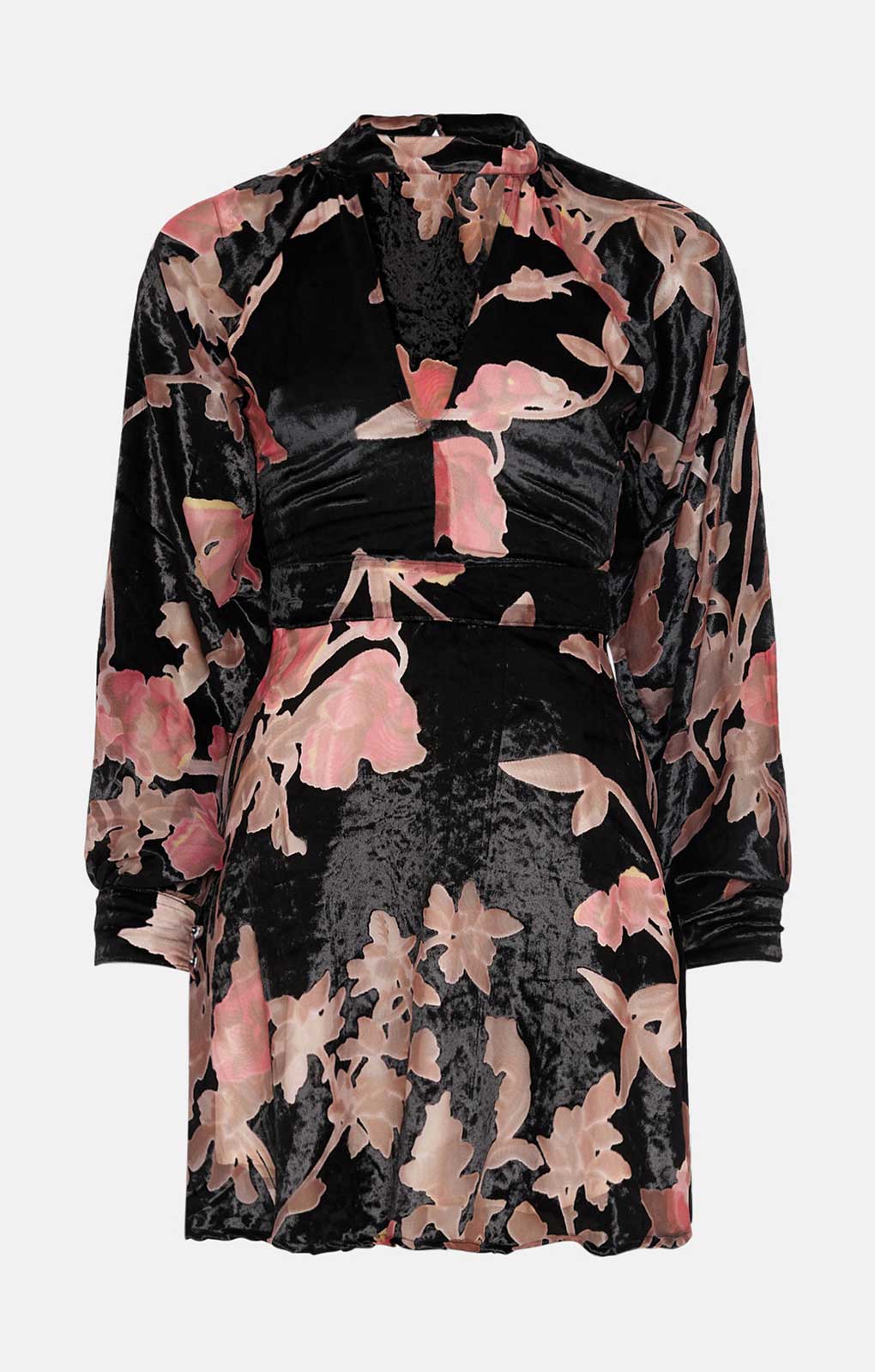Oasis Floral Devore High Neck Skater Dress