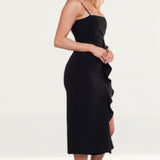 Bardot Black Midi Ruffle Dress