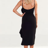 Bardot Black Midi Ruffle Dress