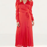 Bardot Fire Red Alivia Wrap Dress