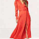 Bardot Fire Red Alivia Wrap Dress