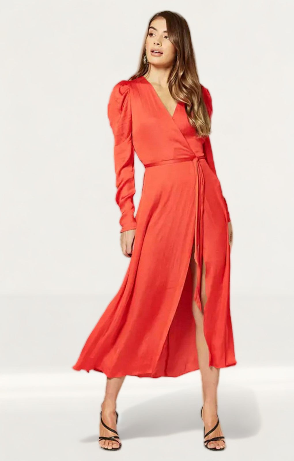 Bardot Fire Red Alivia Wrap Dress