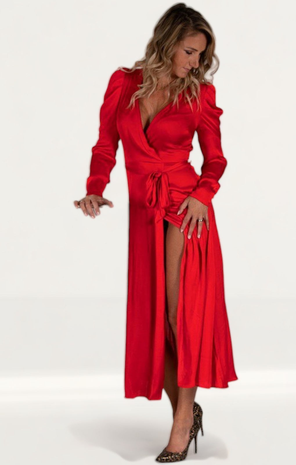 Bardot Fire Red Alivia Wrap Dress