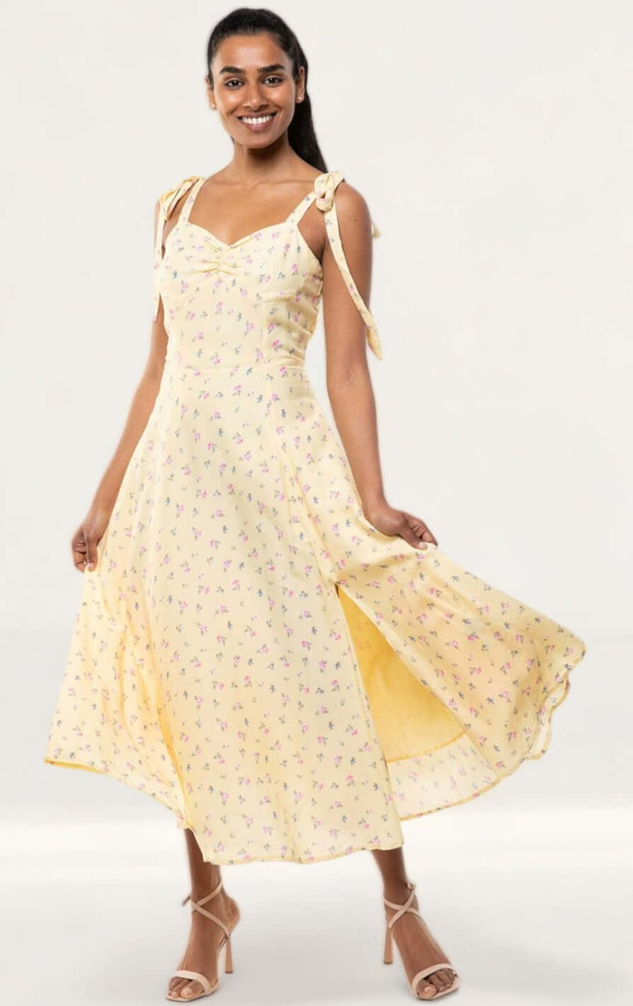 Bardot Midi Bow Tie Dress