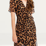 Bardot Midi Leopard Print Wrap Dress