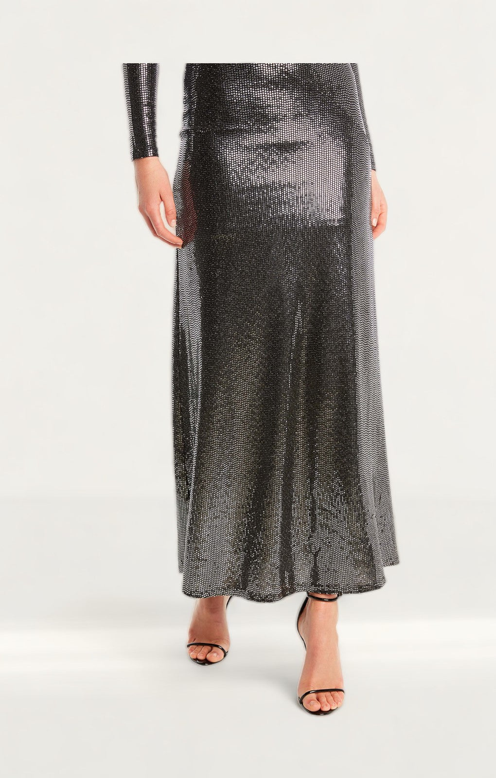 Bardot Mirror Dress In Silver Sequin